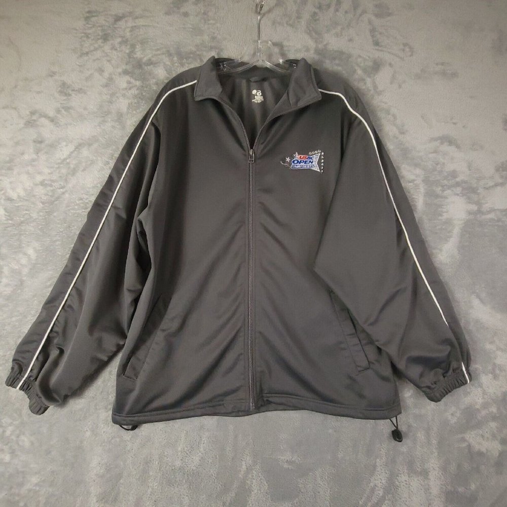 Badger Sport Mens Jacket USBC Open Championship 2015 Zip Up Athletic Logo Gray L